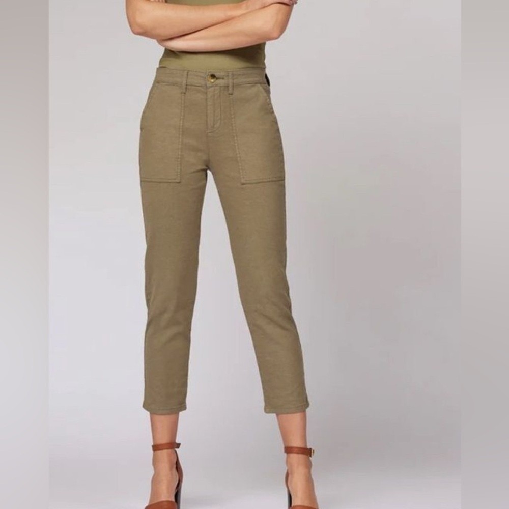 Lila Ryan Martina Ankle Pant Sz 4 Capulet Olive Linen Blend Utility Straight NEW